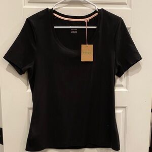 Boden Scoop Neck Short Sleeve Tee, Black